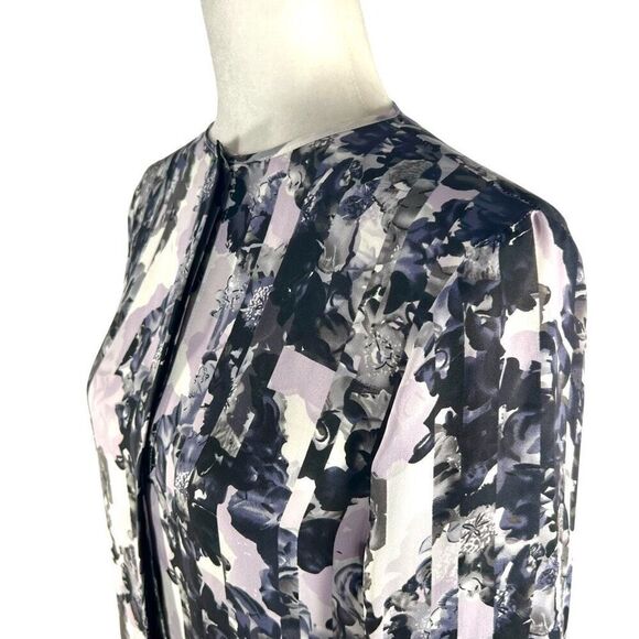 Parker Large Multicolor Floral Print Silk Blouse Pleated design - Picture 2 of 14